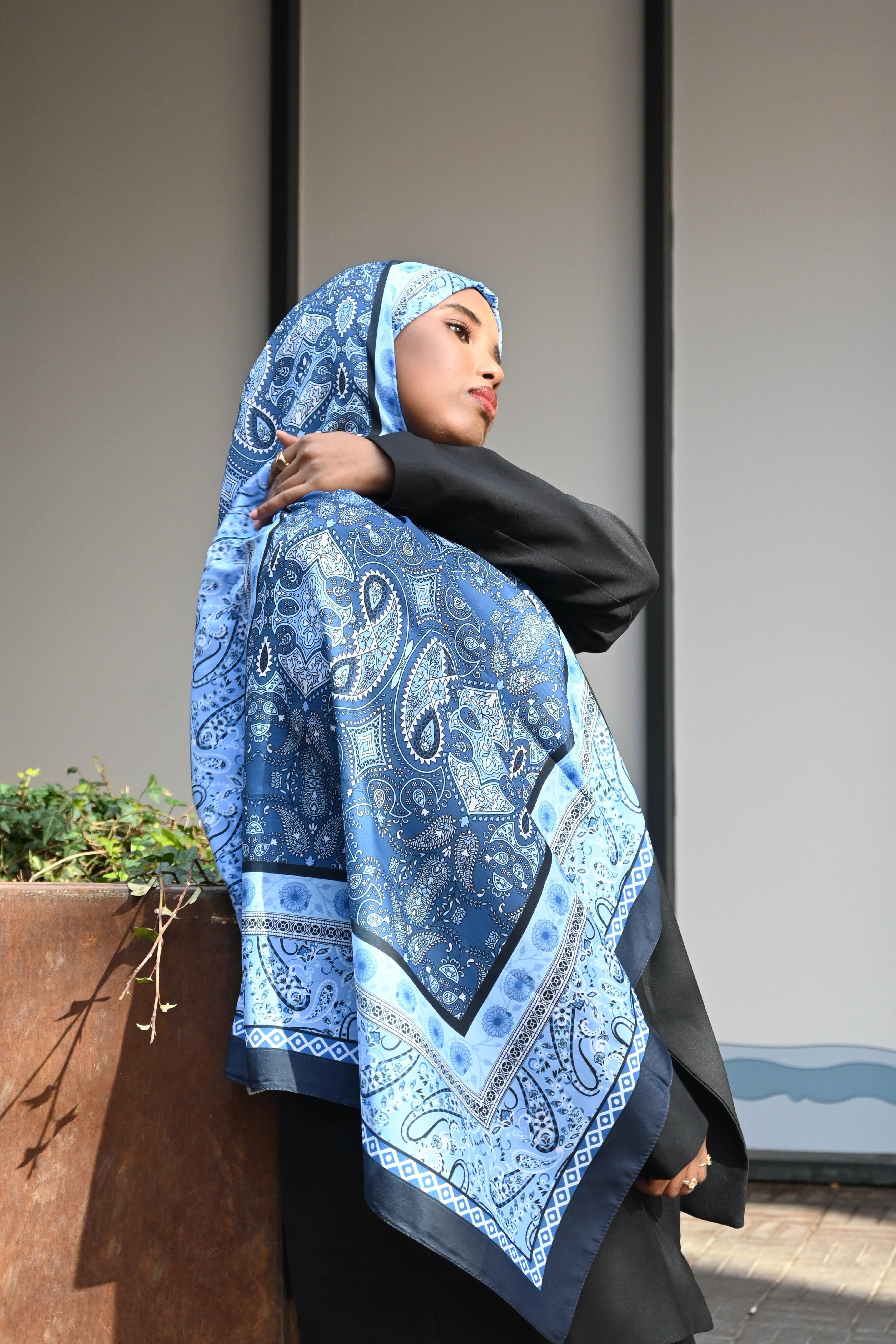 ETHNIC VUAL PAPİLON DESEN ŞAL – MAVİ