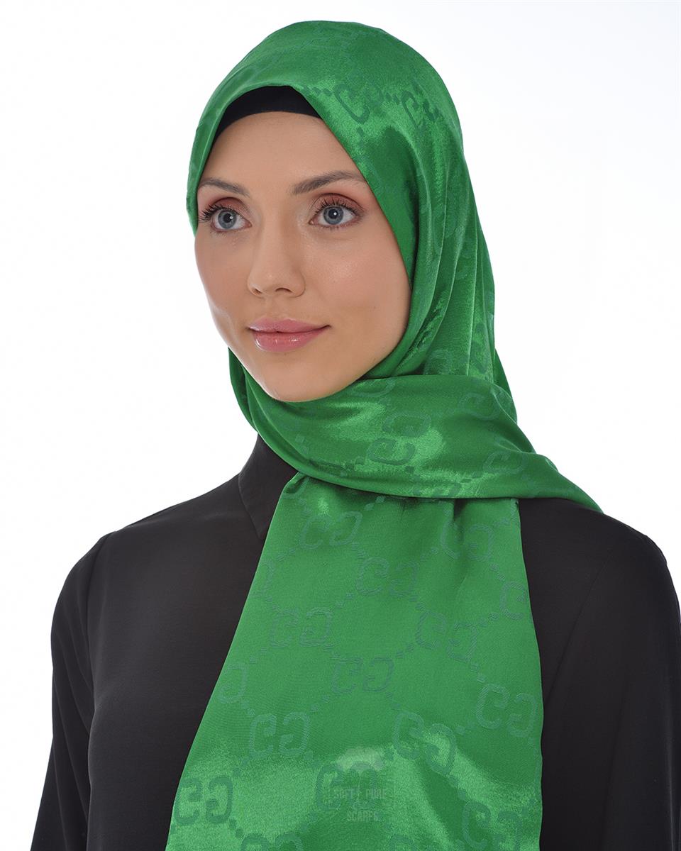 Benetton Yeşili - G Desen Parlak Şal