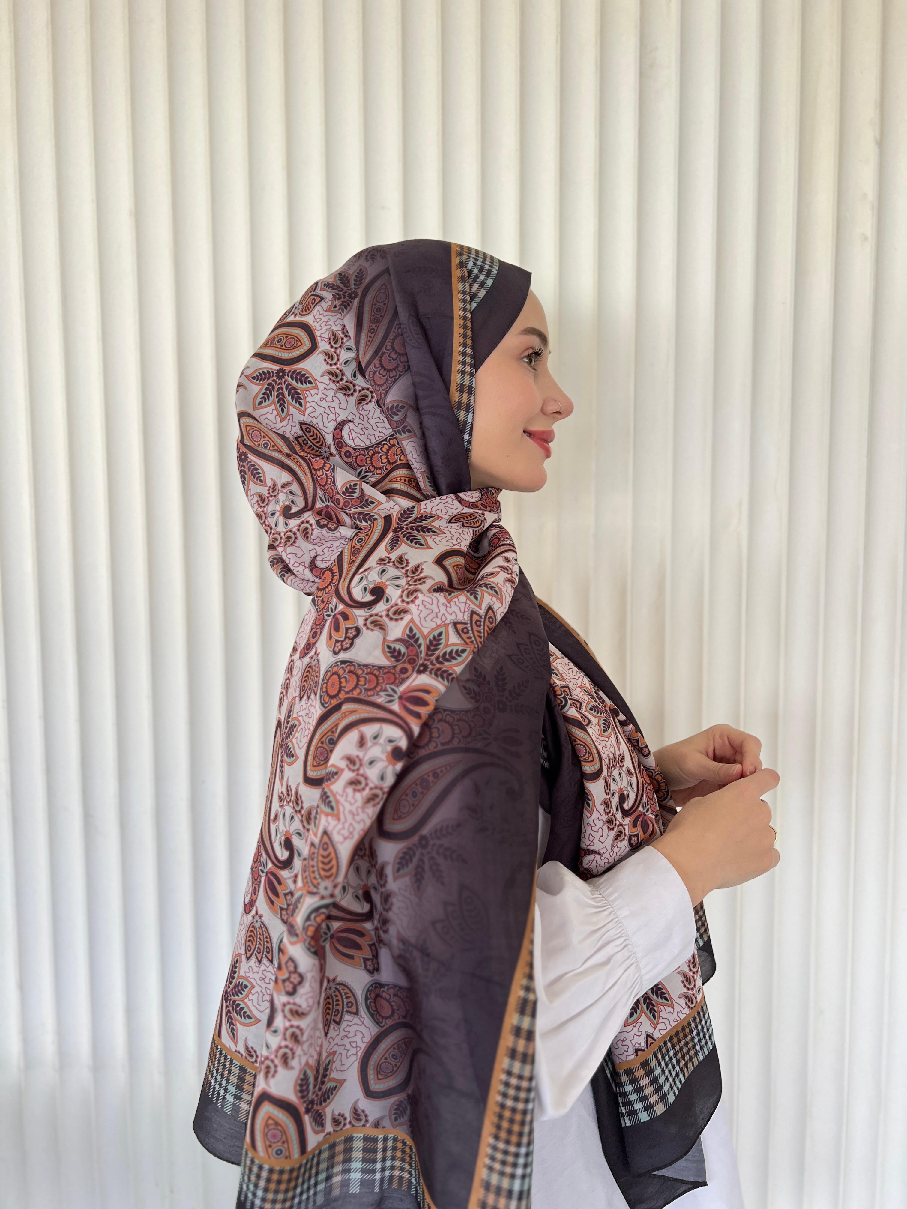 ETHNIC VUAL MOUSSE DESEN ŞAL – KARAMEL