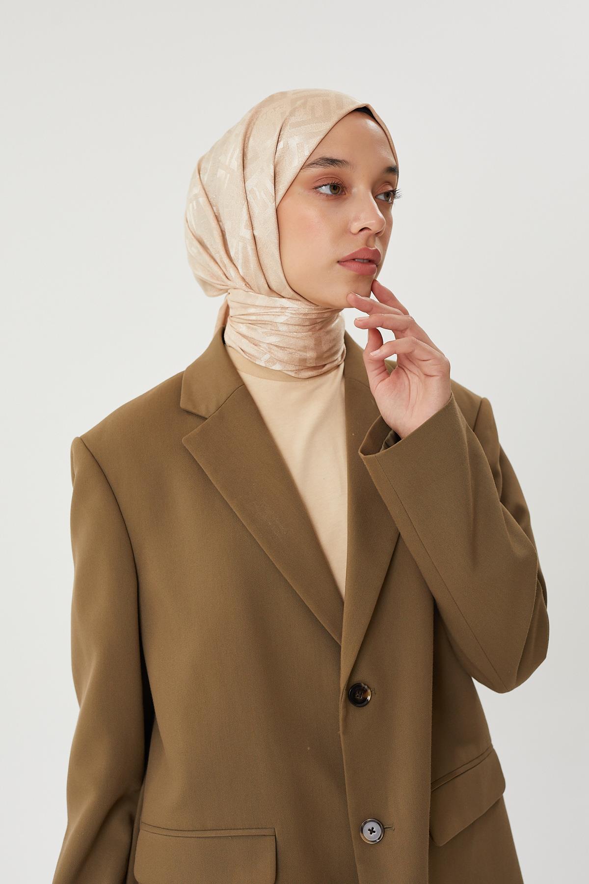 Mocha - F Desen Parlak Şal