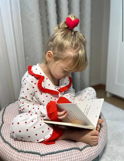 Kalp Fırfır Detaylı Pamuklu Pijama Takim