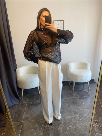 Beyaz Palazzo Pantolon