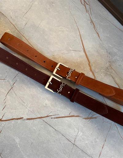 Ysl Acıkahve Gümüş Toka Süet Kemer