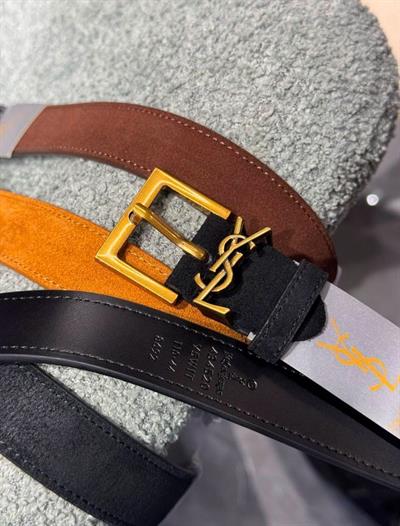 Ysl Acıkahve Gümüş Toka Süet Kemer