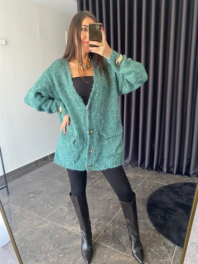 Orjinal Marka Oversize Yeşil Hırka