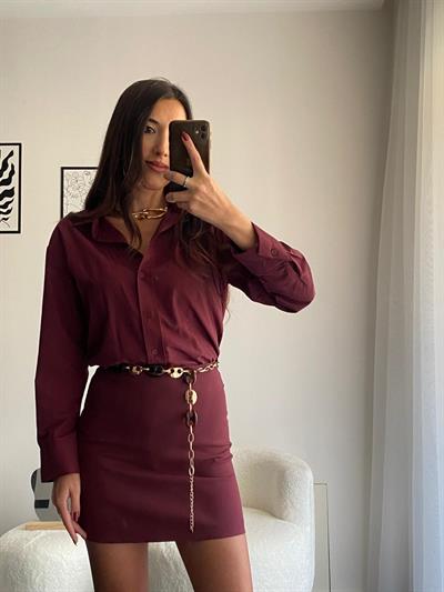 Pamuklu Bordo Gömlek