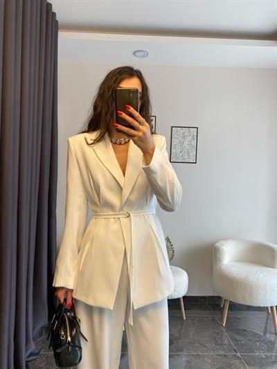 Premium Kalite Beyaz Ceket Pantolon Takım