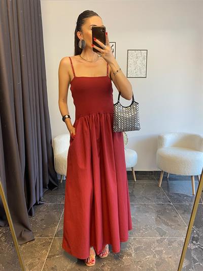 Straplez Yaka Maxi Elbise