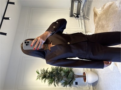 Acı Kahve Asimetrik Yaka Blazer Ceket