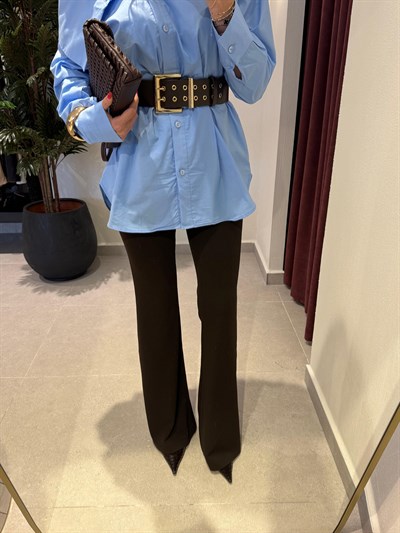 Acı Kahve Bol Paça Pantalon 