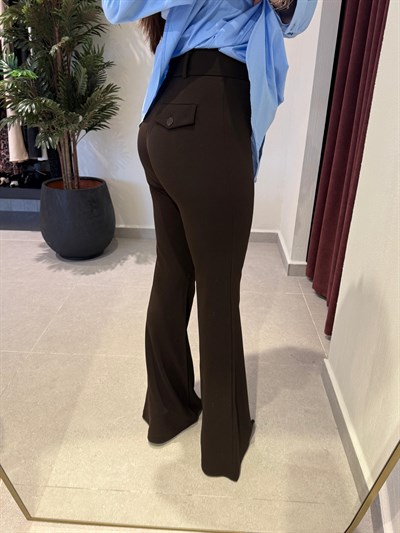 Acı Kahve Bol Paça Pantalon 