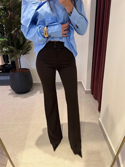 Acı Kahve Bol Paça Pantalon 