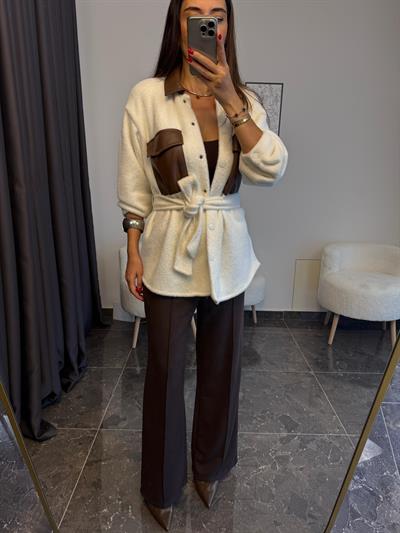 acı kahve örme pantolon 