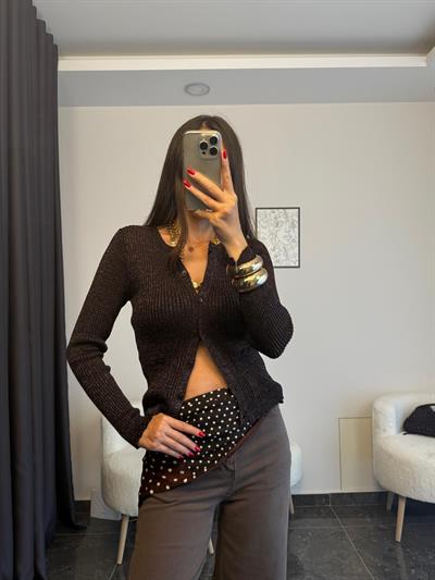 Acı kahve simli triko