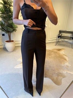 Acı Kahve Straight Kesim Kumaş Pantolon