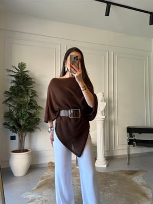 Acı Kahve Yazlık Triko Pelerin