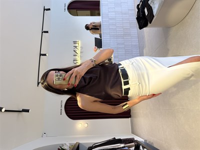 Acıkahve Halter Yaka Saten Bluz