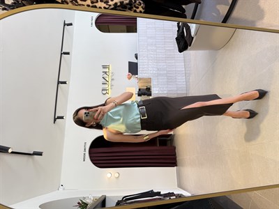 Acıkahve Kemerli Önden Yırtmaçlı Etek 