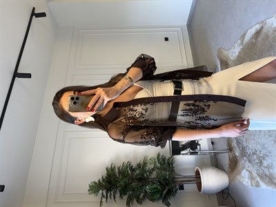 Acıkahve Pullu Garnilli Gömlek