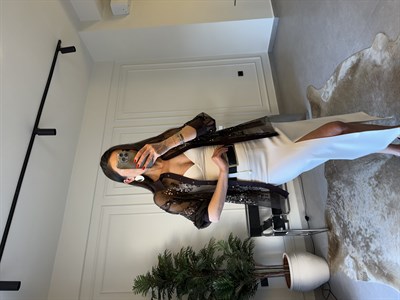 Acıkahve Pullu Garnilli Gömlek