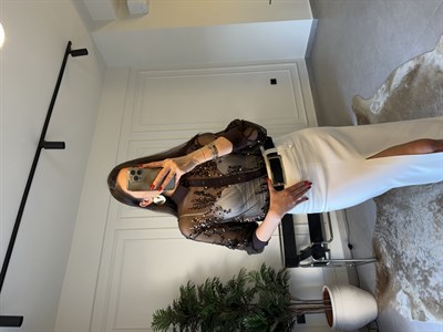 Acıkahve Pullu Garnilli Gömlek