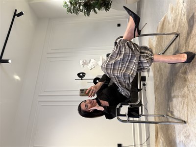 Acıkahve Şal Detaylı Degaje Yaka Bluz