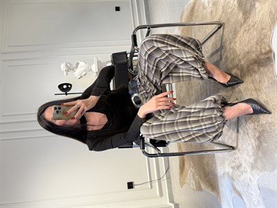 Acıkahve Şal Detaylı Degaje Yaka Bluz