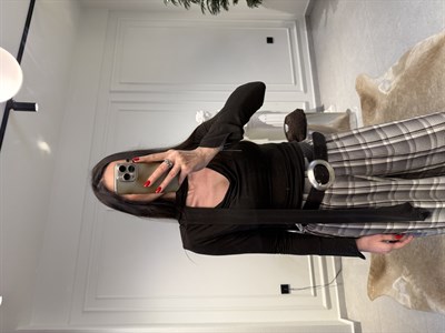 Acıkahve Şal Detaylı Degaje Yaka Bluz