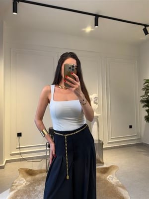 Bebemavi Kare Yaka Askılı Bluz