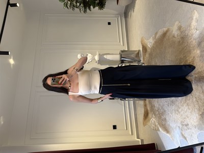 Bej Kare Yaka Askılı Bluz