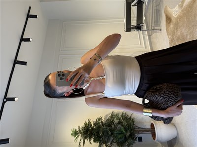Bej Salyangoz Aksesuarlı Bodysuit