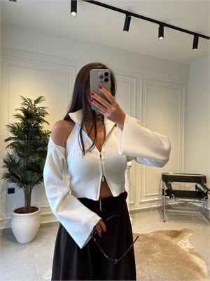 Beyaz Bolero İkili Takım