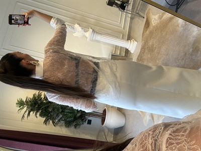 Beyaz Dantelli Slim Fit Gömlek