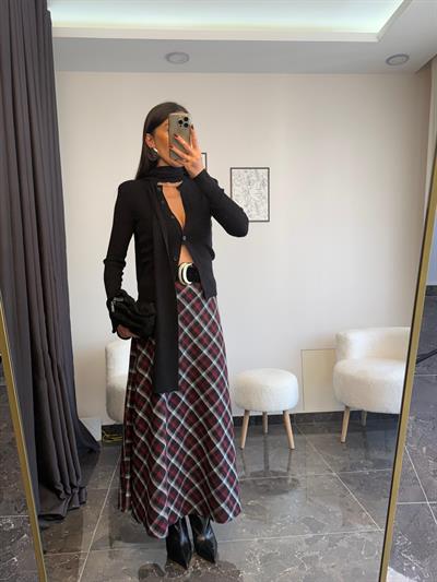 Bordo Ekose Desen Etek 