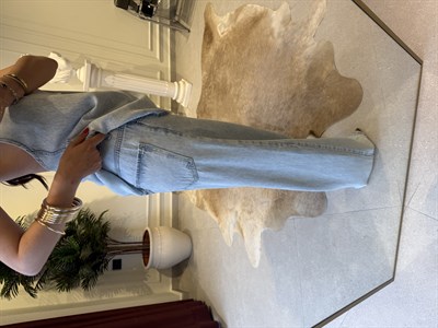 Buz Mavi Halter Yaka Bluz Pantolon Takım