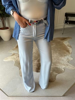 Buz Mavi Straight Denim Pantolon
