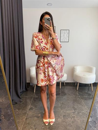 Çiçek Desenli Mini Elbise