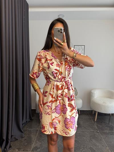 Çiçek Desenli Mini Elbise