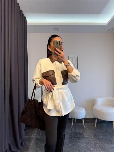 Deri Detaylı Yumuş Gomlek Ceket