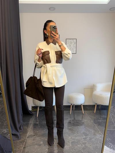 Deri Detaylı Yumuş Gomlek Ceket