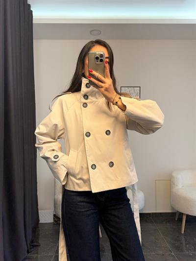 Dik Yaka Taş Renk Trenç