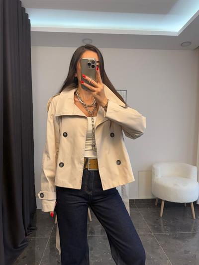 Dik Yaka Taş Renk Trenç