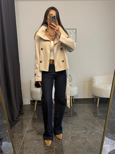 Dik Yaka Taş Renk Trenç