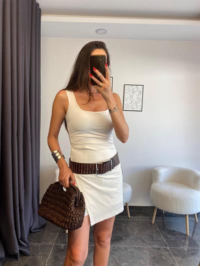 Drapeli Şort Etekli Elbise Beyaz