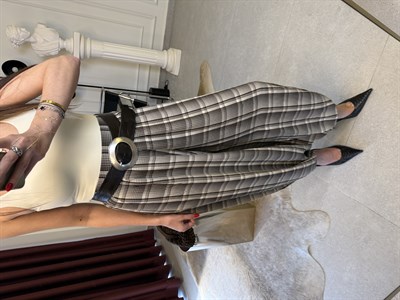 Ekose Desen Şalvar Pantolon