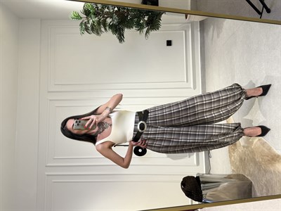 Ekose Desen Şalvar Pantolon