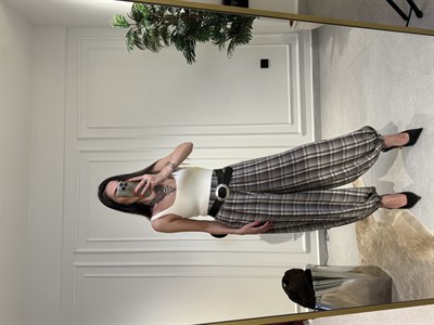 Ekose Desen Şalvar Pantolon