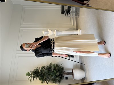 Gold Kuşgözü Detaylı Çift Kemerli Önden Yırtmaçlı Etek 