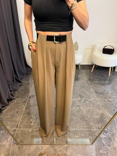 Haki Kemerli Palazzo Pantolon