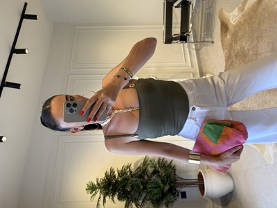 Haki Salyangoz Aksesuarlı Bodysuit
